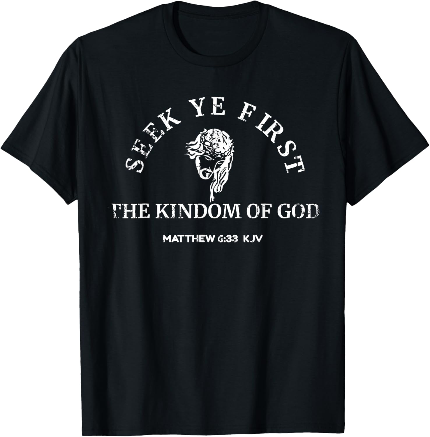 Christian T Shirt Bible Verse Scripture Matthew 6:33 T-Shirt - T-Shirt | Black