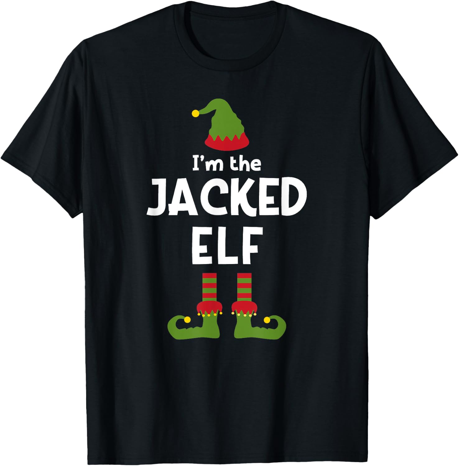 Fitness Elf Weight Lifting Christmas Party Pajamas T-Shirt - T-Shirt | Black