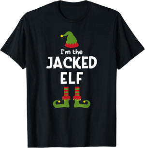 Fitness Elf Weight Lifting Christmas Party Pajamas T-Shirt - T-Shirt | Black