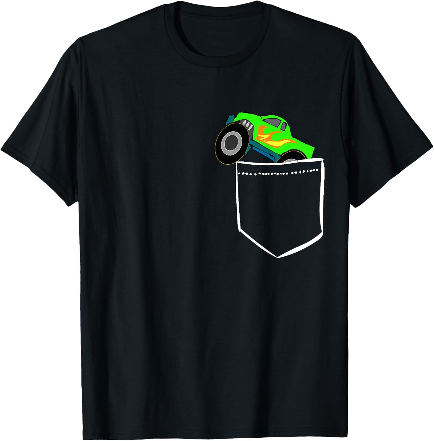 Monsters Truck Pocket Racing Big Cars Gifts T-Shirt - T-Shirt | Black