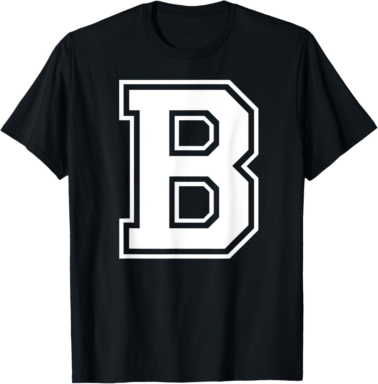 Letter B Capital Alphabet College Varsity Monogram Club T-Shirt - T-Shirt | Black