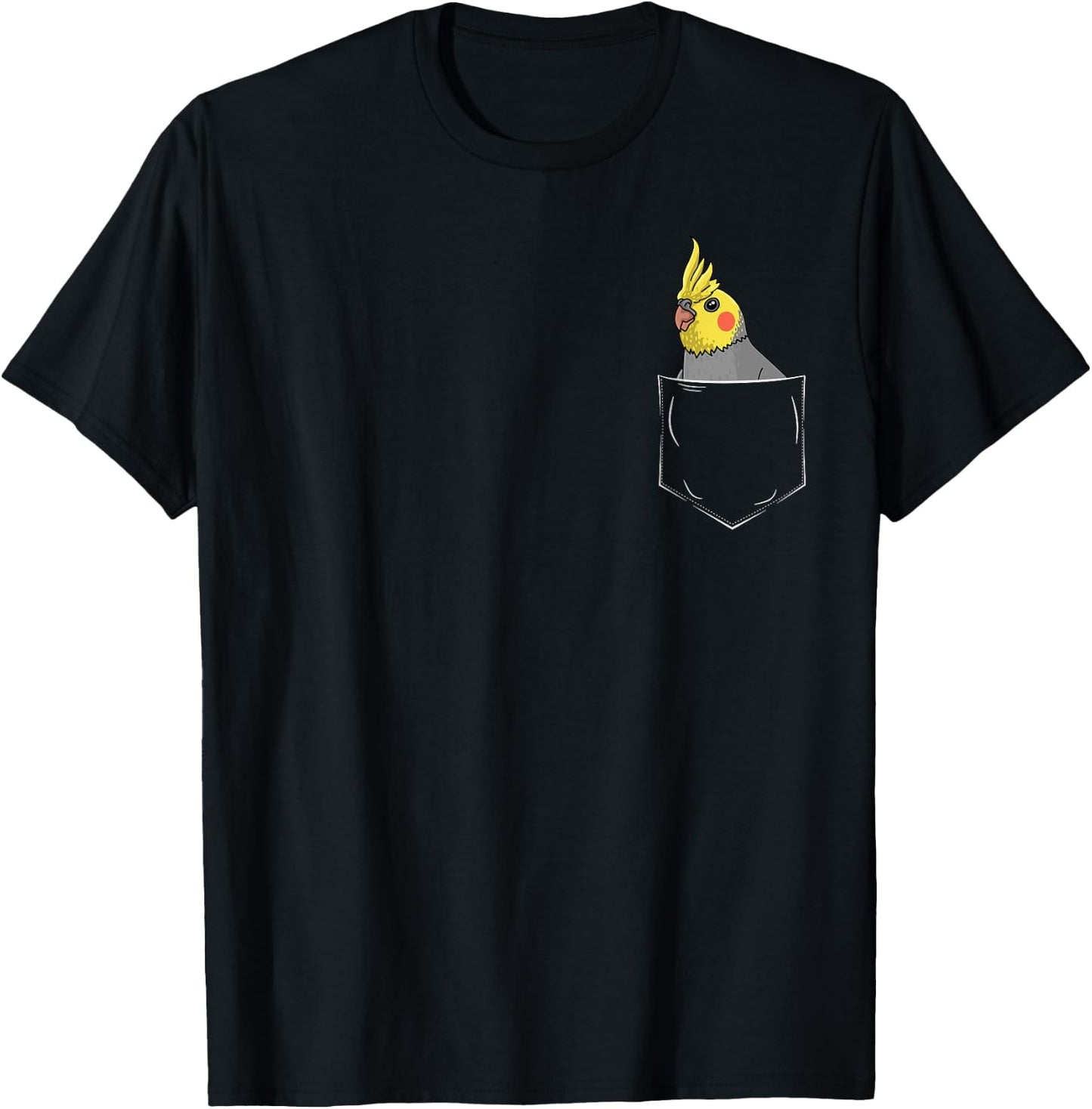 Cockatiel in Pocket Parrot Chest Bag Gift T-Shirt - T-Shirt | Black