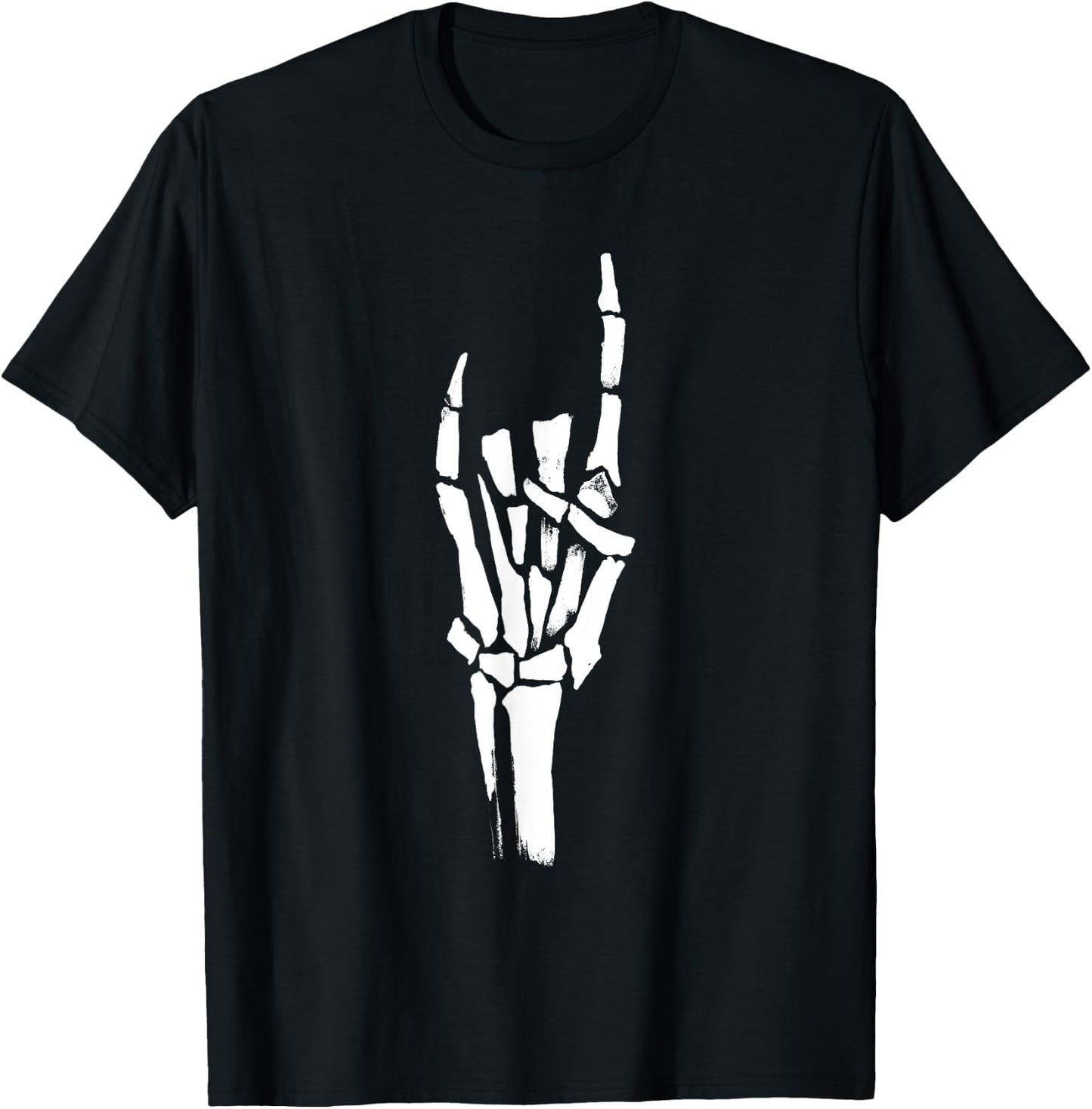 Rock On Skeleton Hand T-Shirt - T-Shirt | Black