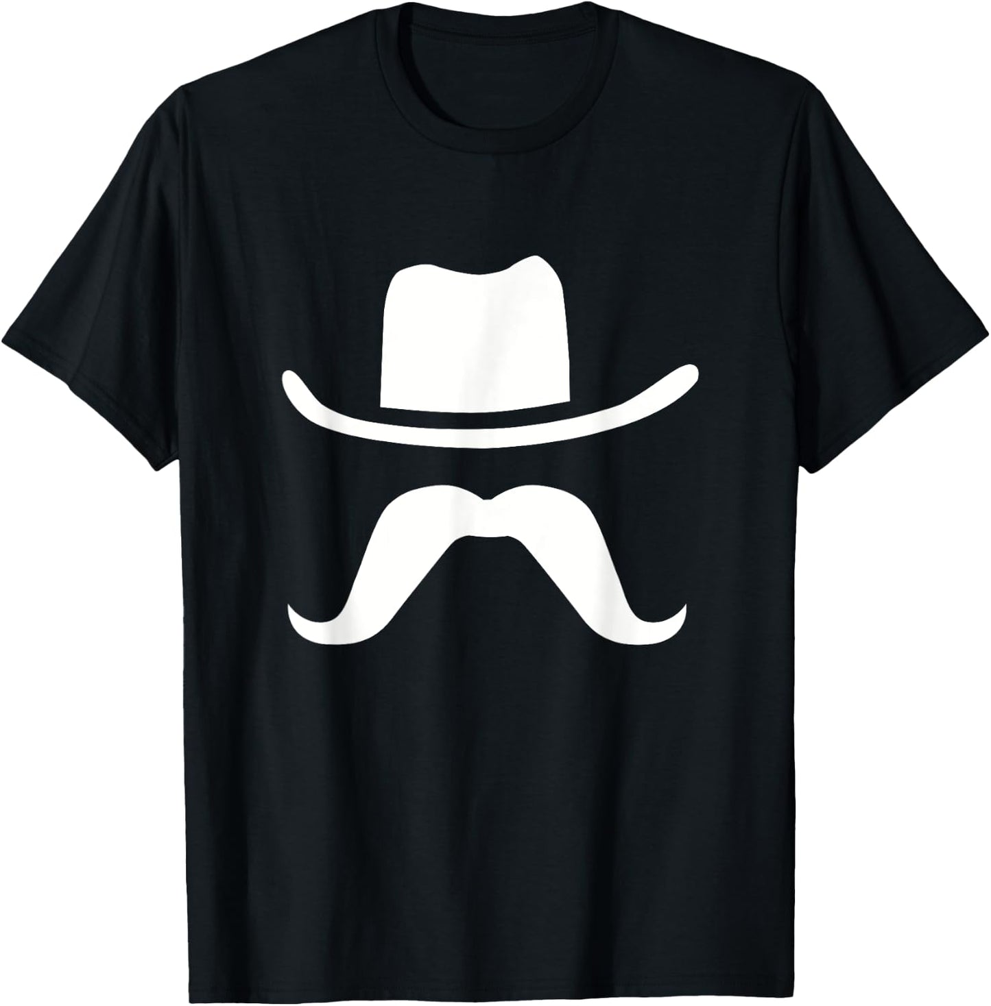 Cowboy Hat & Mustache Funny Silhouette Dark T-Shirt - T-Shirt | Black