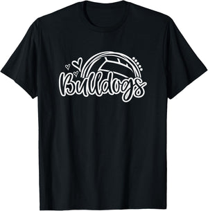Volleyball Bulldogs School Sports Fan Team Spirit T-Shirt - T-Shirt | Black