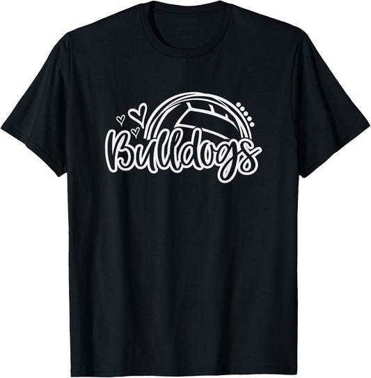 Volleyball Bulldogs School Sports Fan Team Spirit T-Shirt - T-Shirt | Black