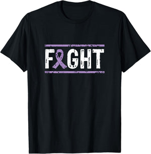 Vulvar Cancer Awareness Fight Cancer Purple Ribbon T-Shirt - T-Shirt | Black