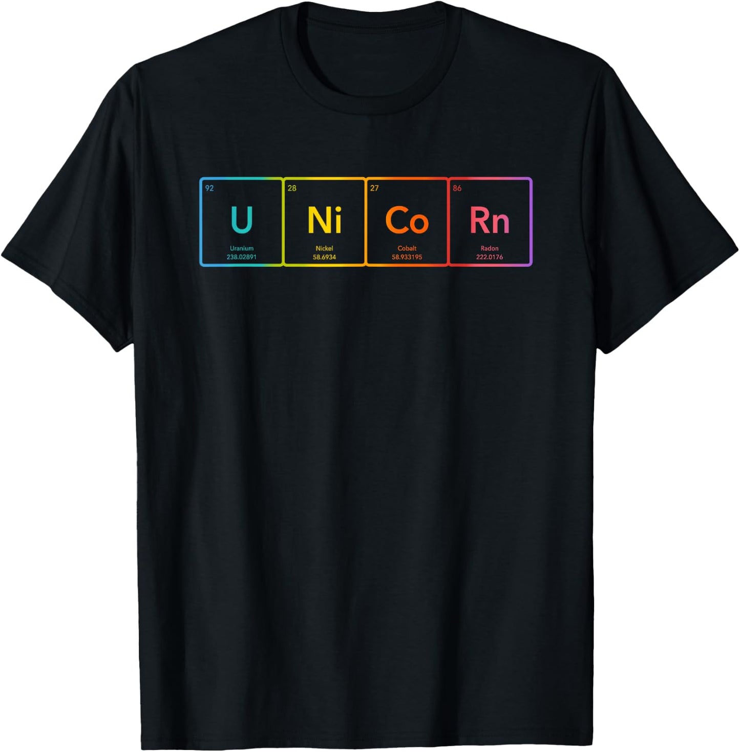 Periodic Table of Elements Rainbow Unicorn T-Shirt - T-Shirt | Black