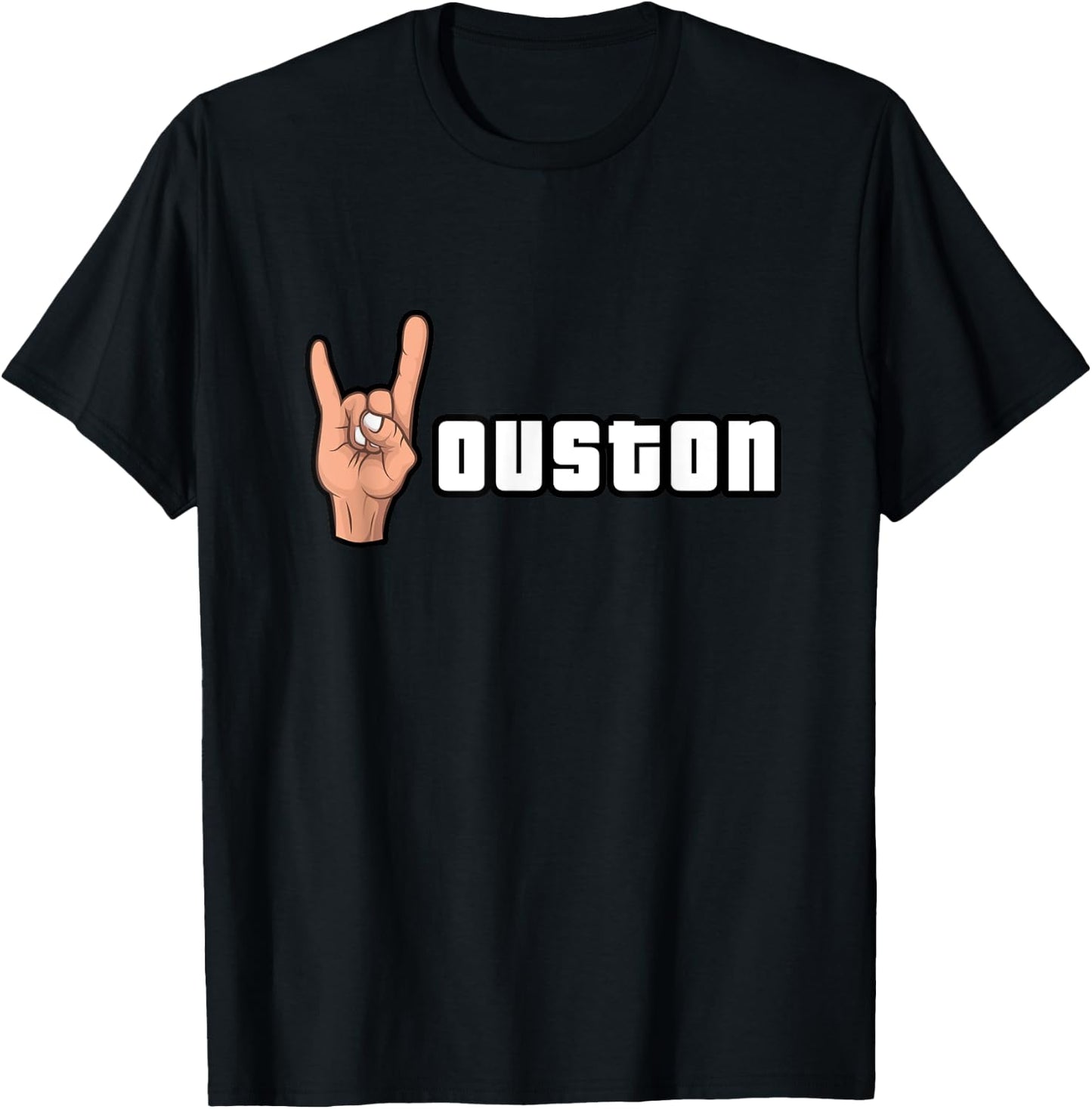 Houston Ouston Hand Gesture For Houston Lovers Texas T-Shirt - T-Shirt | Black
