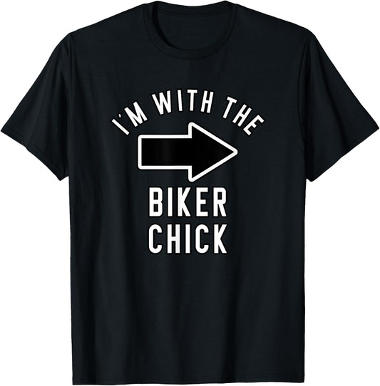 Couples Halloween Costume Shirts I'm With The Biker Chick T-Shirt - T-Shirt | Black