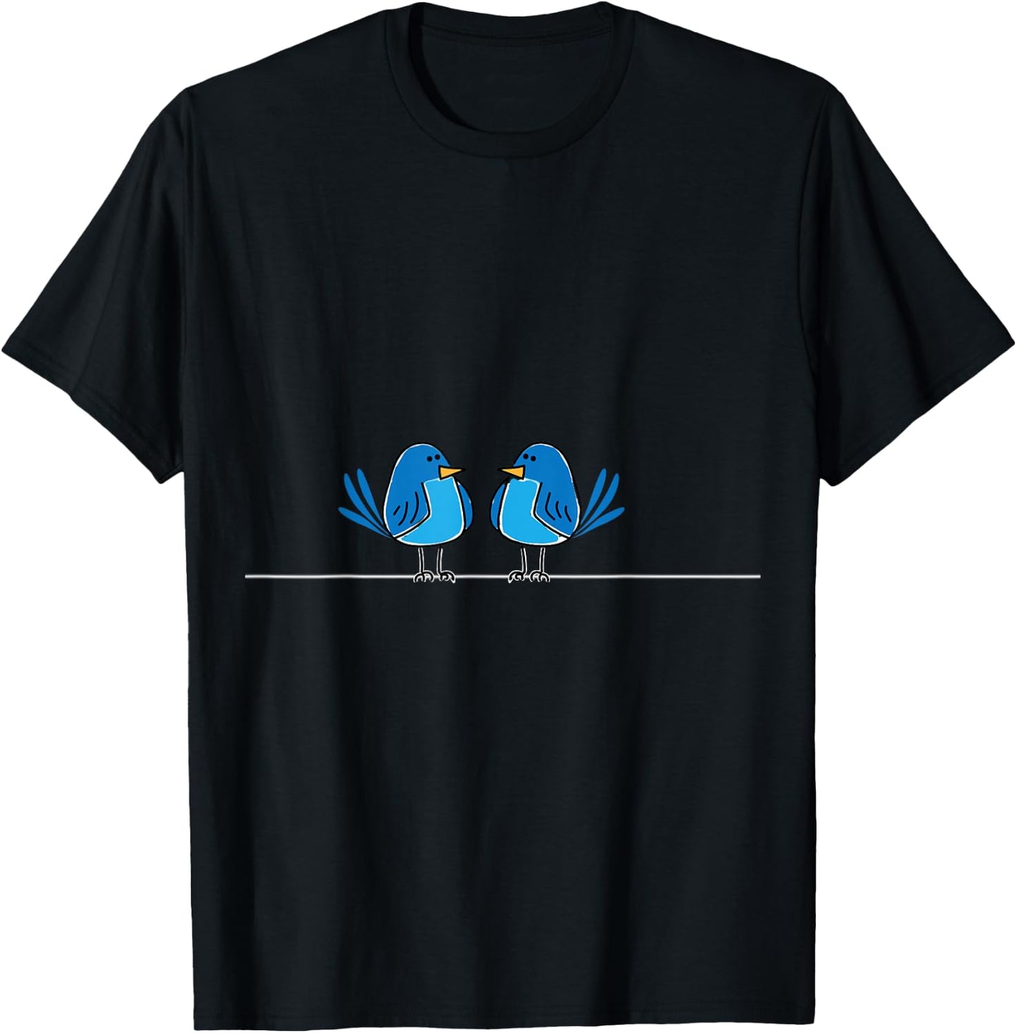 Blue Birds on a wire T-Shirt - T-Shirt | Black