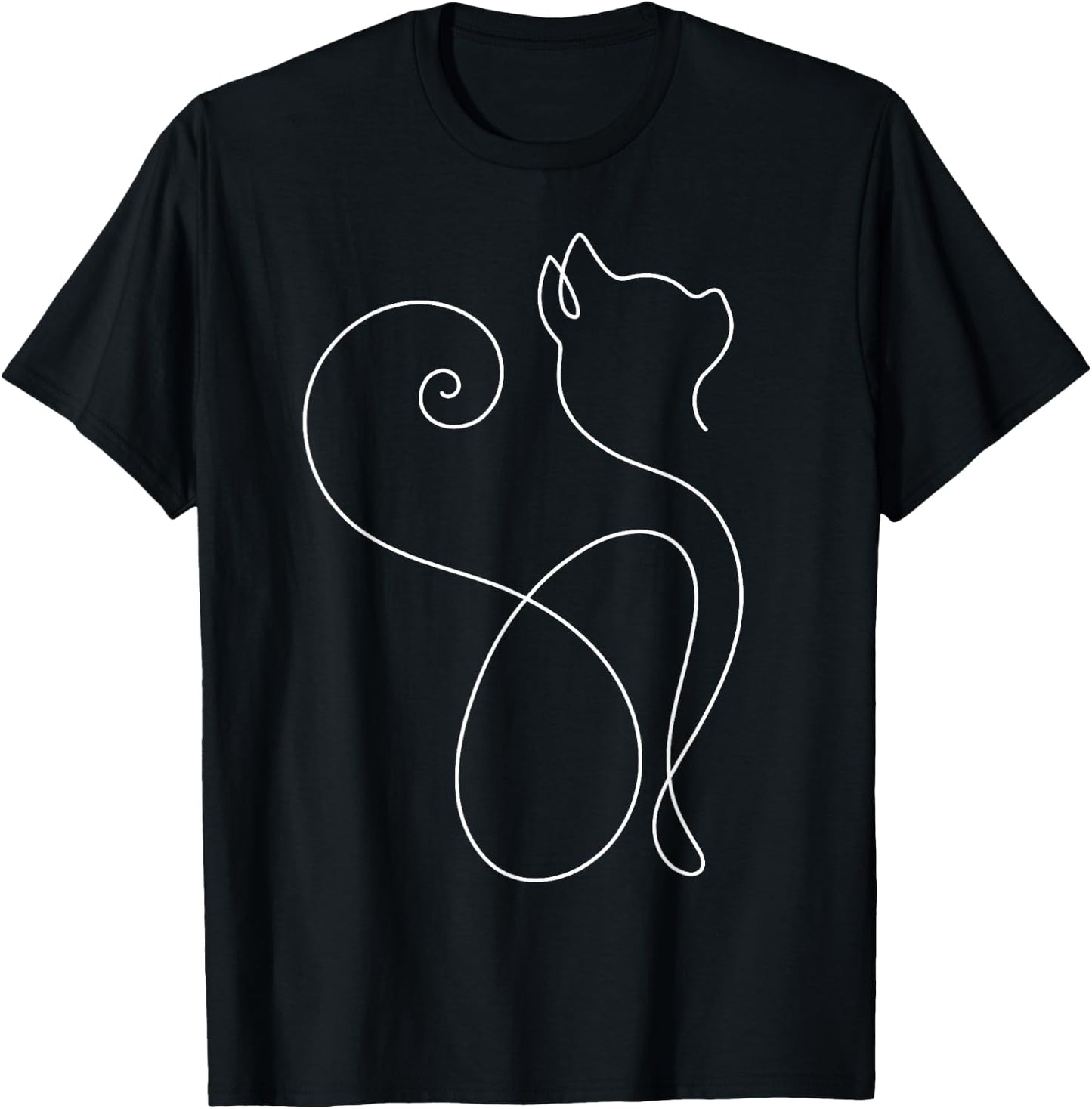 Minimalist Cat - Minimalism - Outline Lineart T-Shirt - T-Shirt | Black