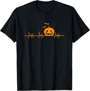 Carved Pumpkin Halloween Heartbeat Nurse T-Shirt - T-Shirt | Black