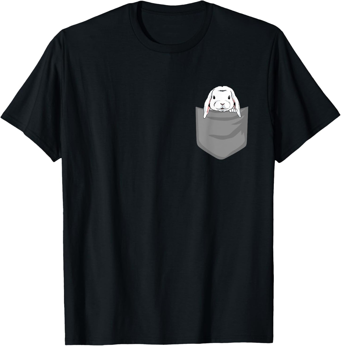 Rabbit in chest pocket, funny rabbit T-Shirt - T-Shirt | Black