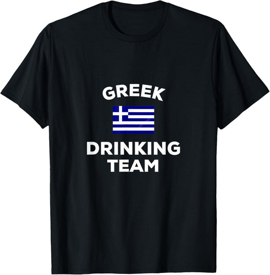Greece Greek Drinking Team Beer Flag Party Alcohol Drunk T-Shirt - T-Shirt | Black