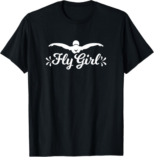 Butterfly Fly Girl Funny Swimming Gifts Swimmer Teen Girls T-Shirt - T-Shirt | Black