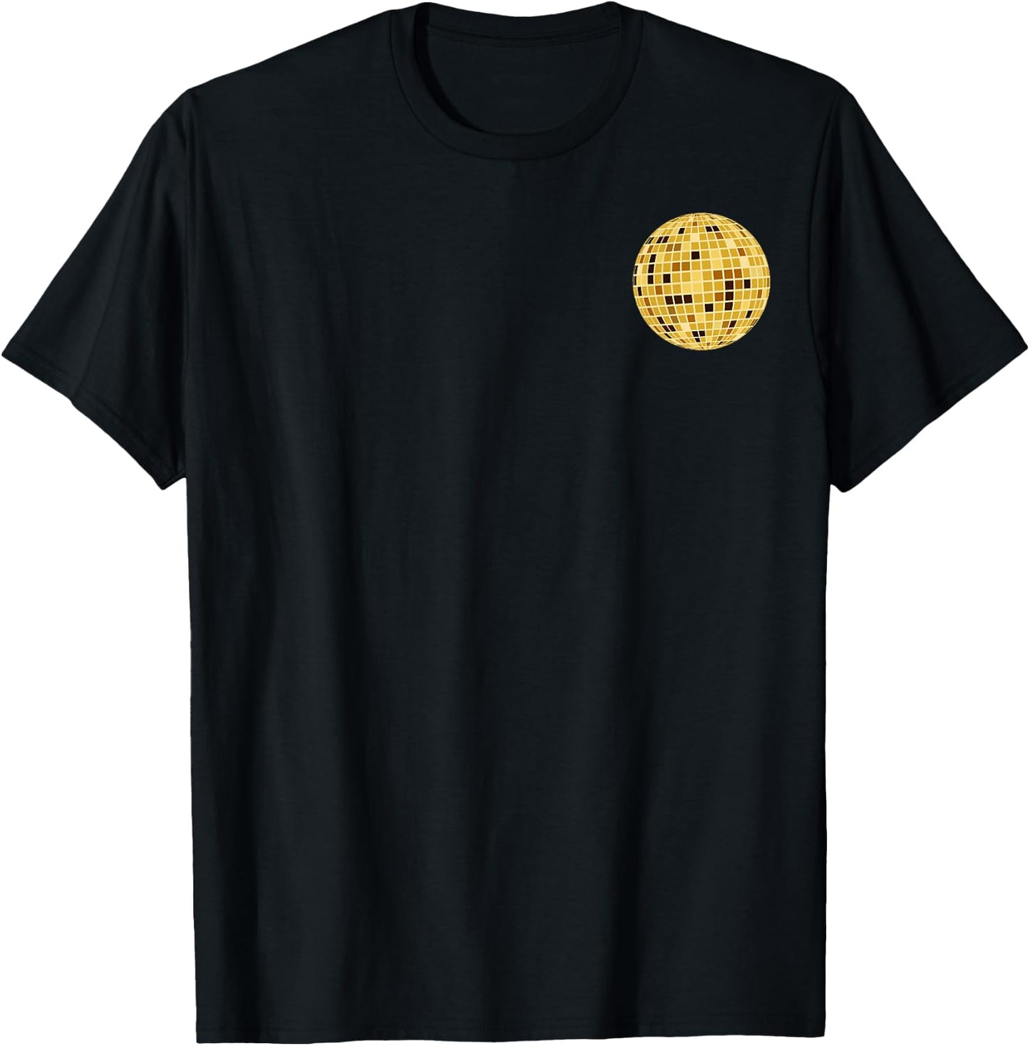Golden Disco Mirror Ball Retro 70s 80's Pocket Print T-Shirt - T-Shirt | Black
