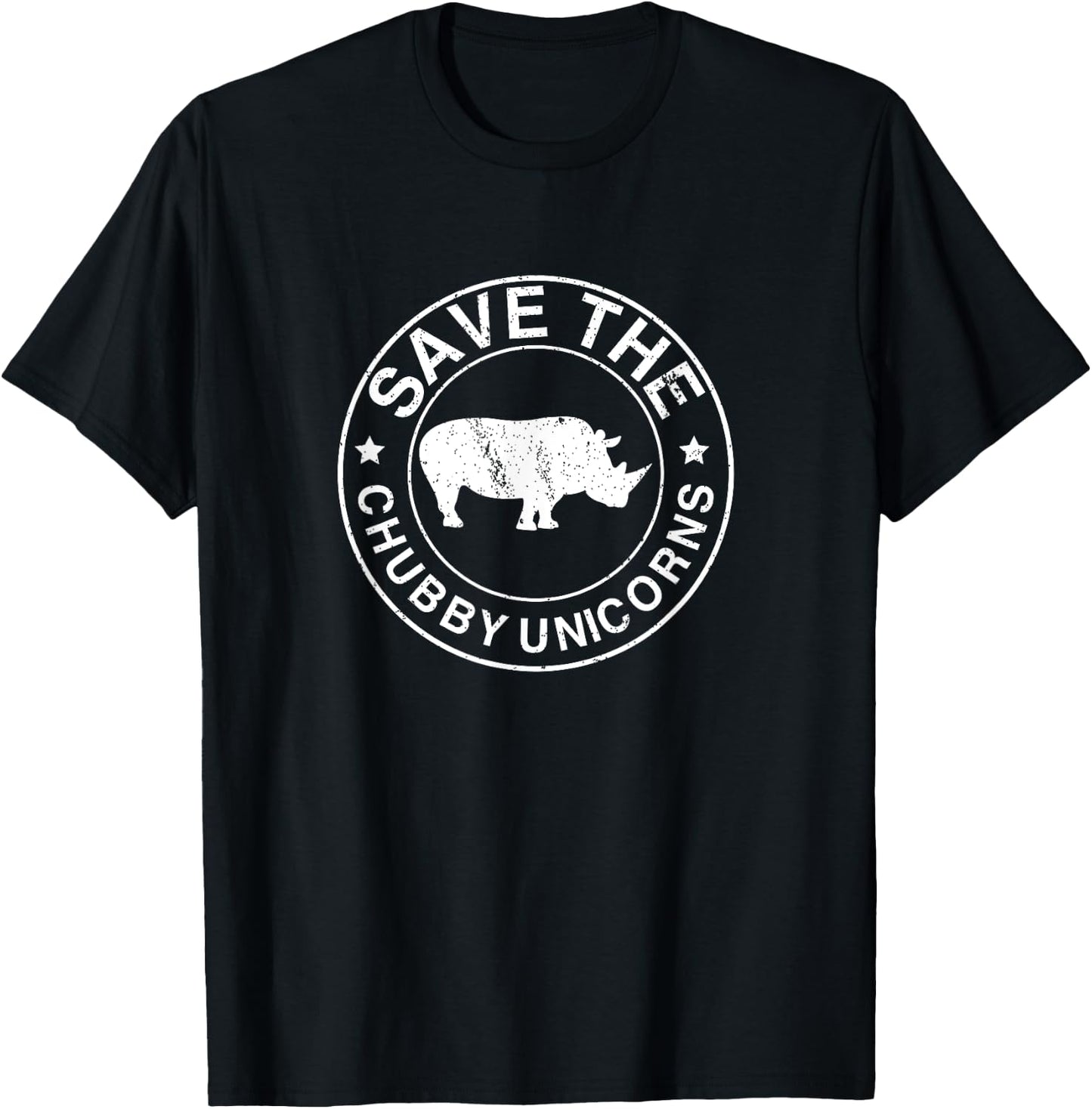 Save The Chubby Unicorns - Rhinoceros Gift T-Shirt - T-Shirt | Black
