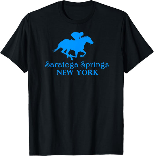 Saratoga Springs Upstate New York Horse Racing Jockey T-Shirt - T-Shirt | Black