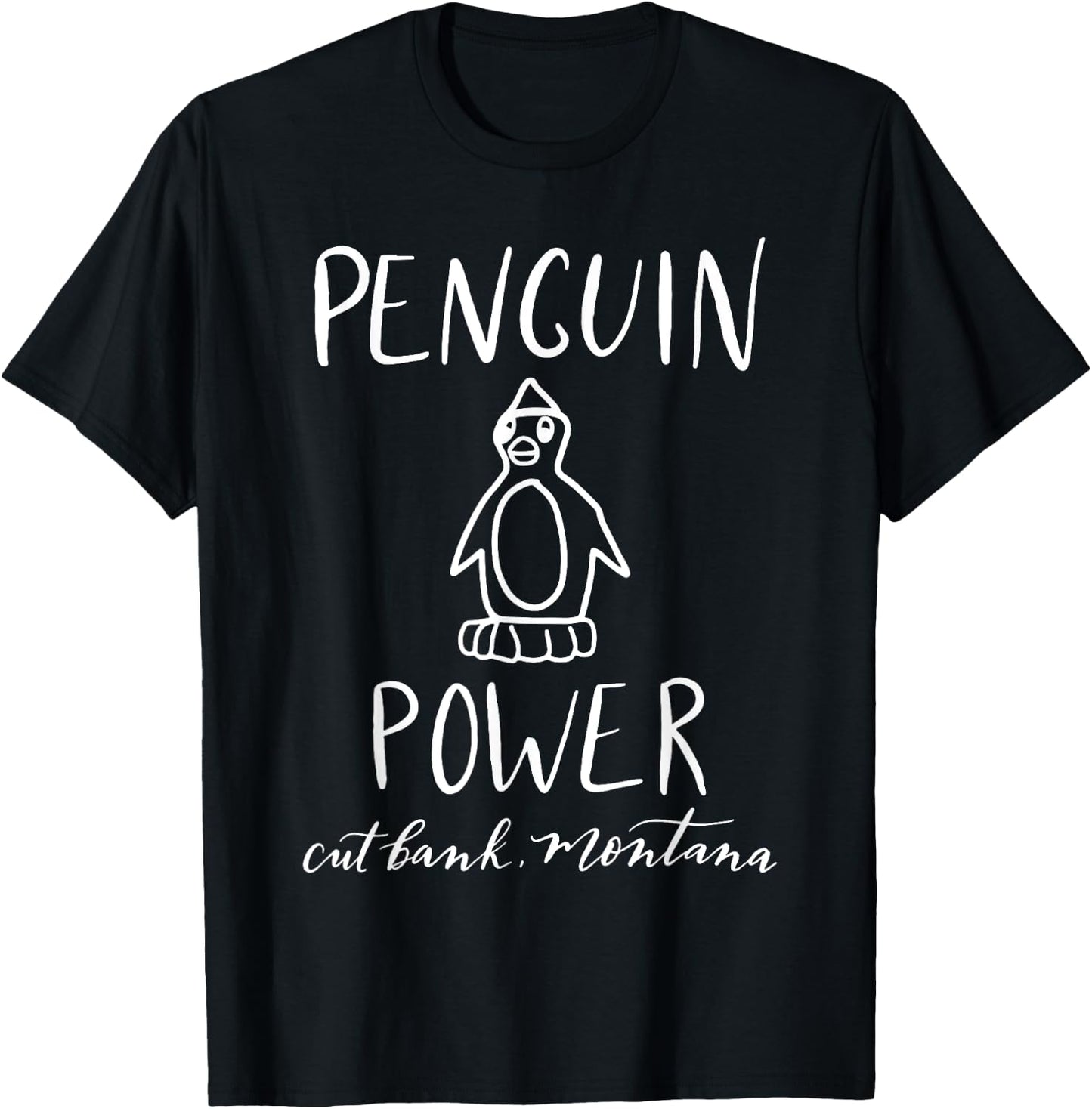 Penguin Power Cut Bank Montana Women's Men's Youth T-Shirt - T-Shirt | Black