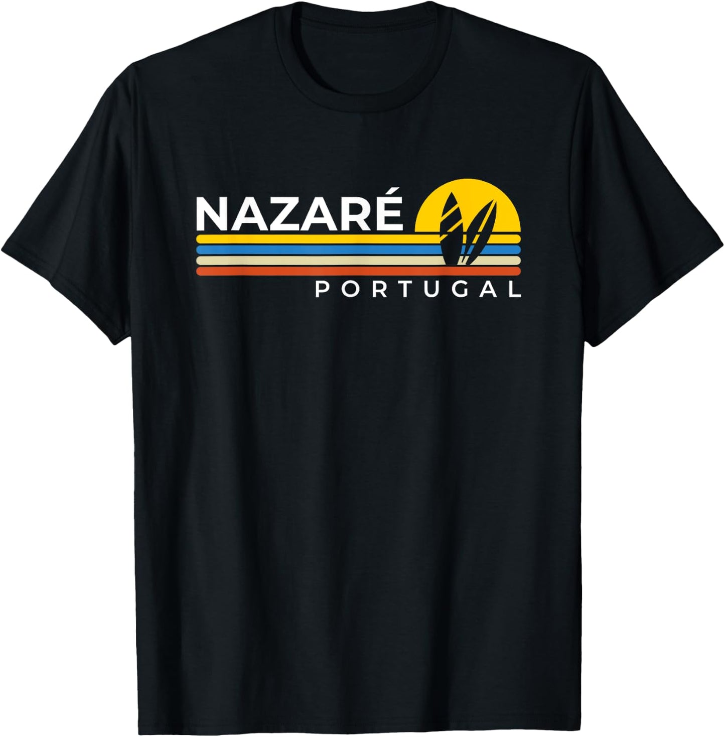 Nazare Portugal Vintage Retro Souvenirs T-Shirt - T-Shirt | Black