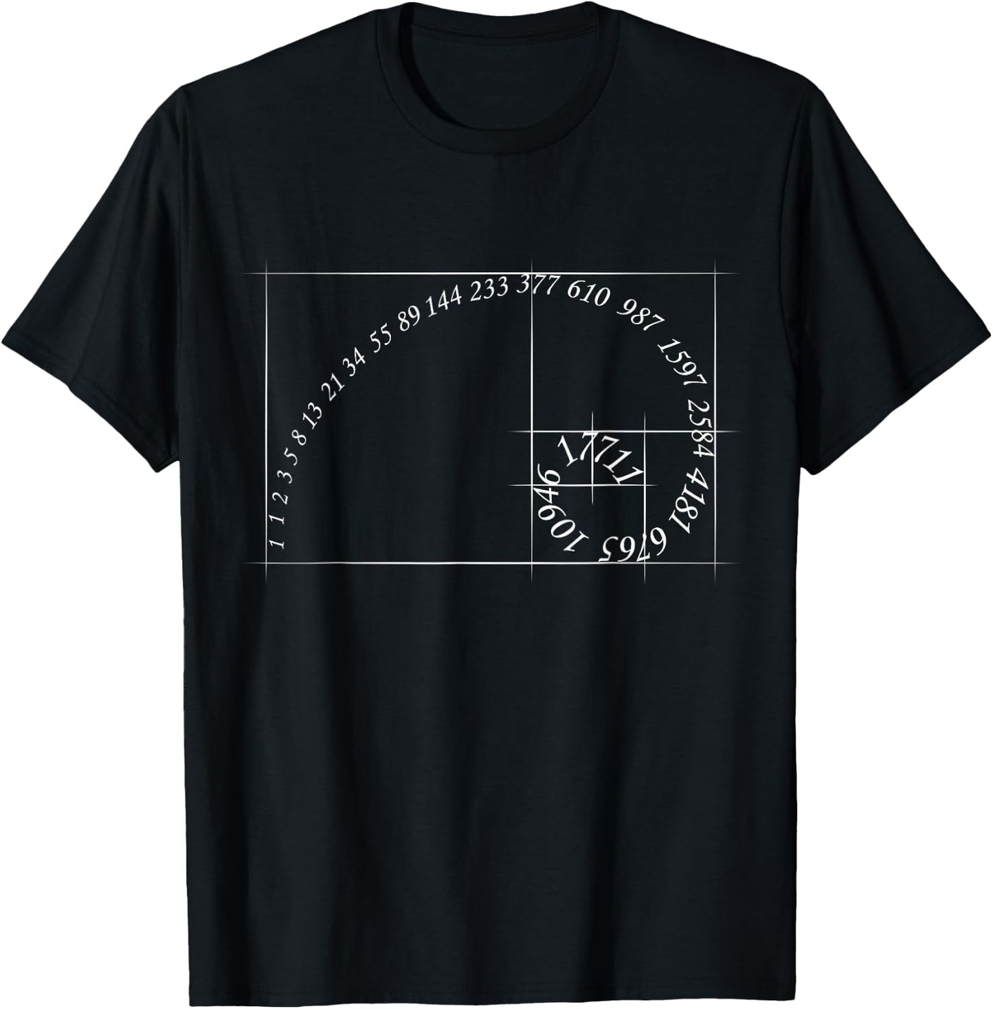 Fibonacci golden ratio spiral design for geometry lovers T-Shirt - T-Shirt | Black