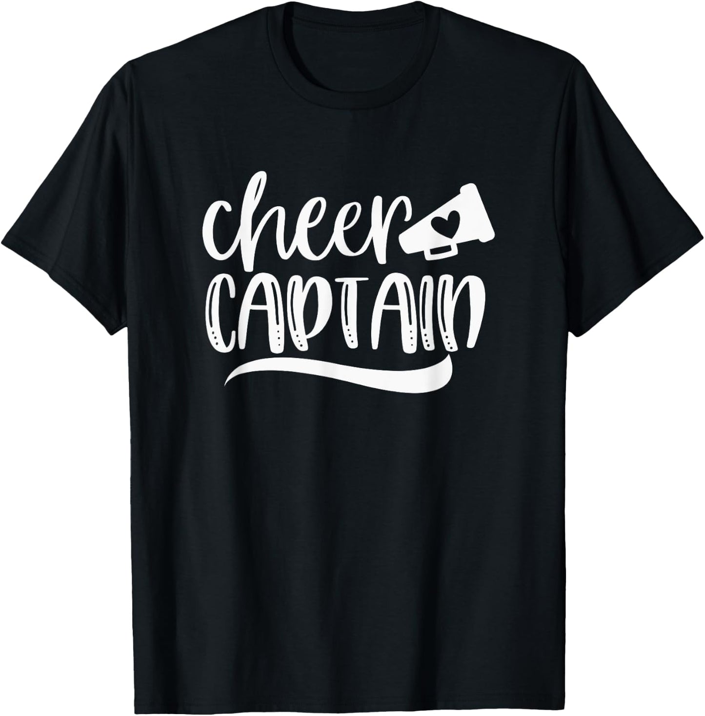 CHEER CAPTAIN, Megaphone with Heart Accent T-Shirt - T-Shirt | Black