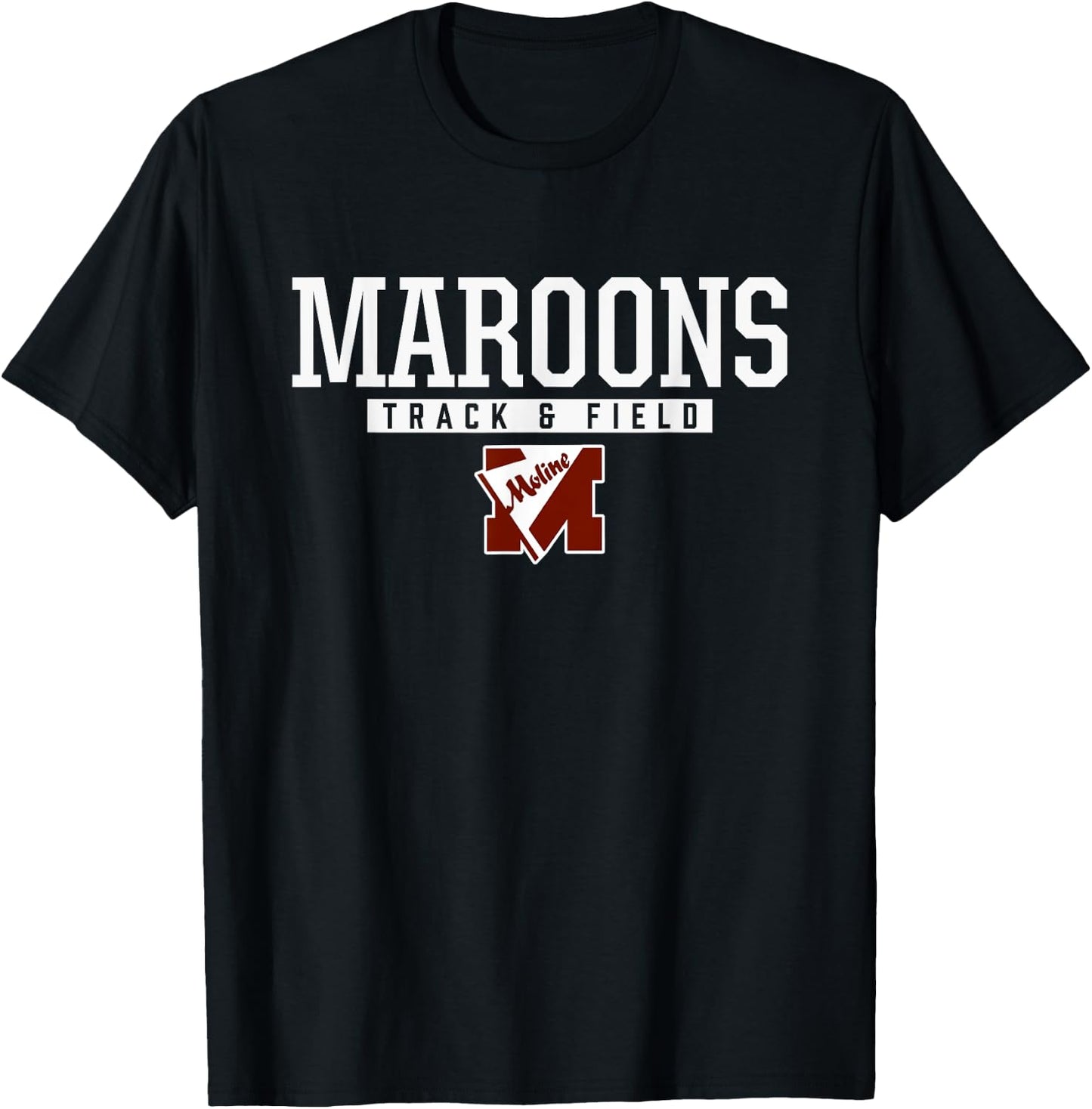 Moline Maroons Logo Track & Field HS T-Shirt - T-Shirt | Black