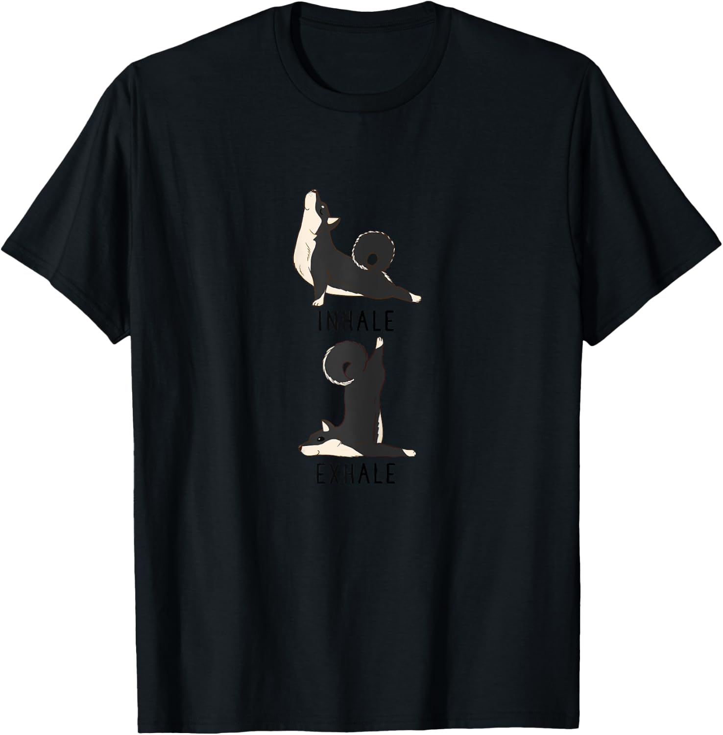 Inhale Exhale Black and Tan Shiba inu Yoga Dog Shirt T-Shirt - T-Shirt | Black