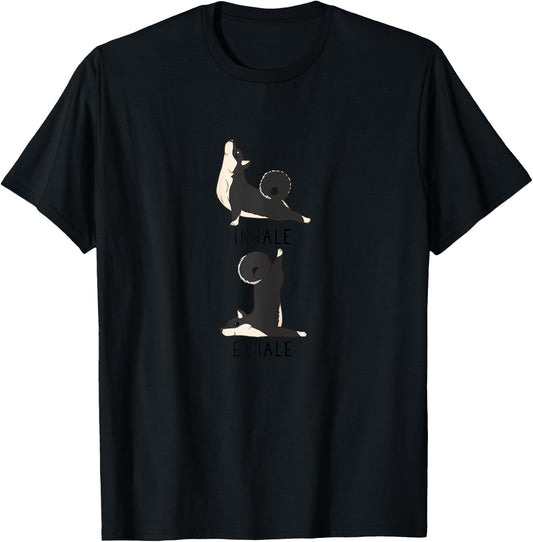 Inhale Exhale Black and Tan Shiba inu Yoga Dog Shirt T-Shirt - T-Shirt | Black