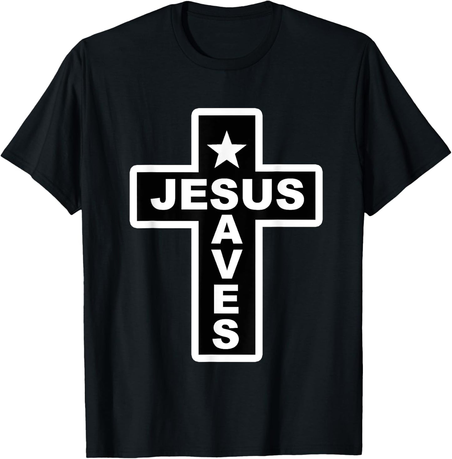Jesus Saves Christian Faith Bible Cross T-Shirt - T-Shirt | Black