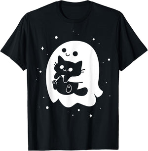 Ghost Spooky Cat Snatcher T-Shirt - T-Shirt | Black