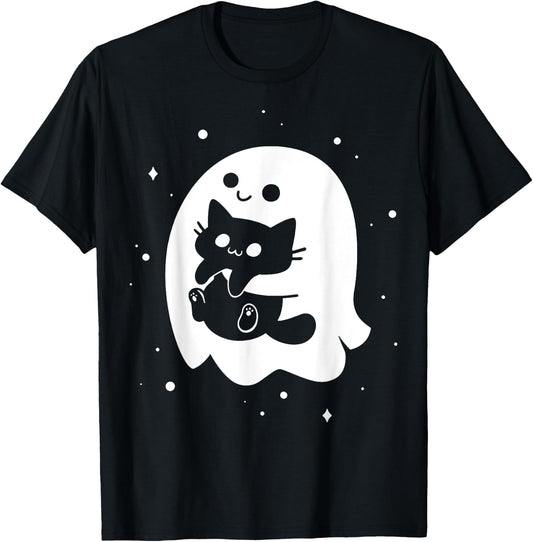 Ghost Spooky Cat Snatcher T-Shirt - T-Shirt | Black