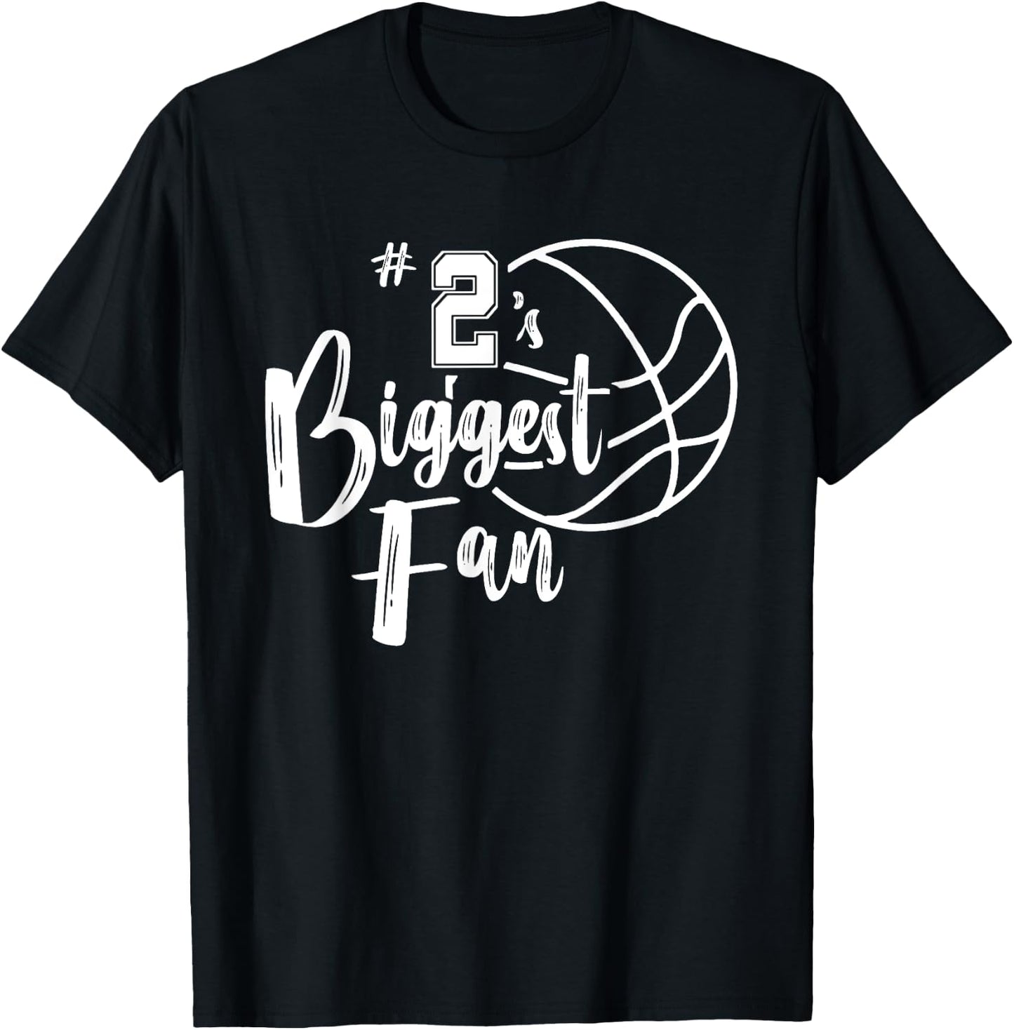 Number 2's Biggest Fan Shirt Basketball Player Mom Dad T-Shirt - T-Shirt | Black