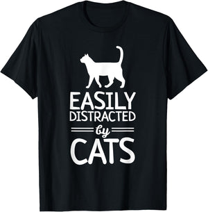 Easily Distracted by Cats T-Shirt - T-Shirt | Black