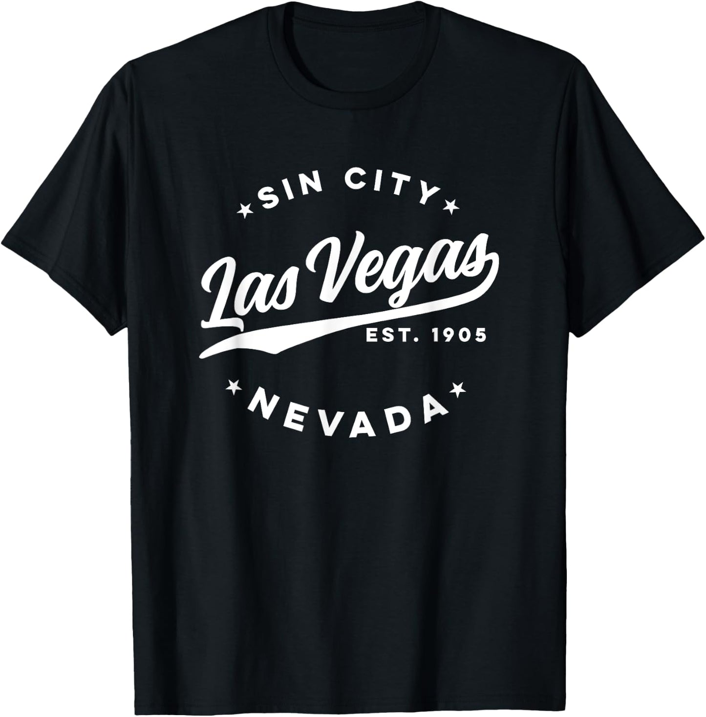 Vintage Las Vegas Sin City Nevada White Text T-Shirt - T-Shirt | Black