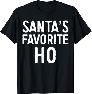 Santa's Favorite Ho Shirt Adult Kids Funny Christmas Pajamas T-Shirt - T-Shirt | Black