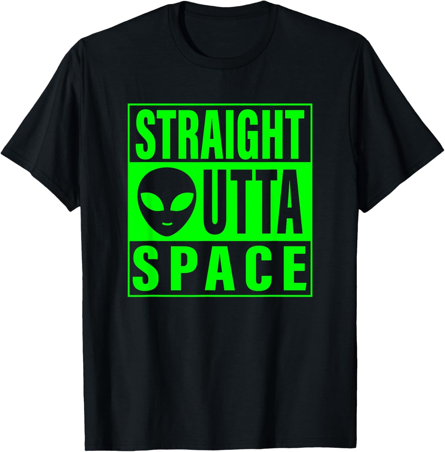 Straight Outta Space Funny Ufo Alien Costume Men Women Kid T-Shirt - T-Shirt | Black