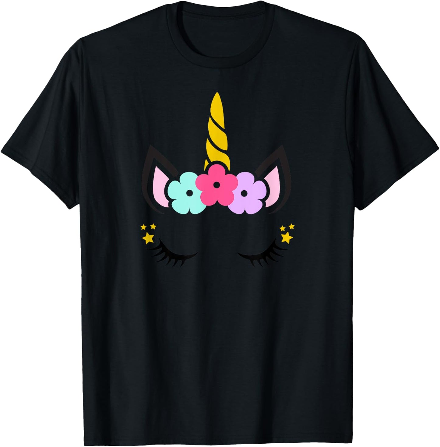 Unicorn Face Birthday T-Shirt - T-Shirt | Black