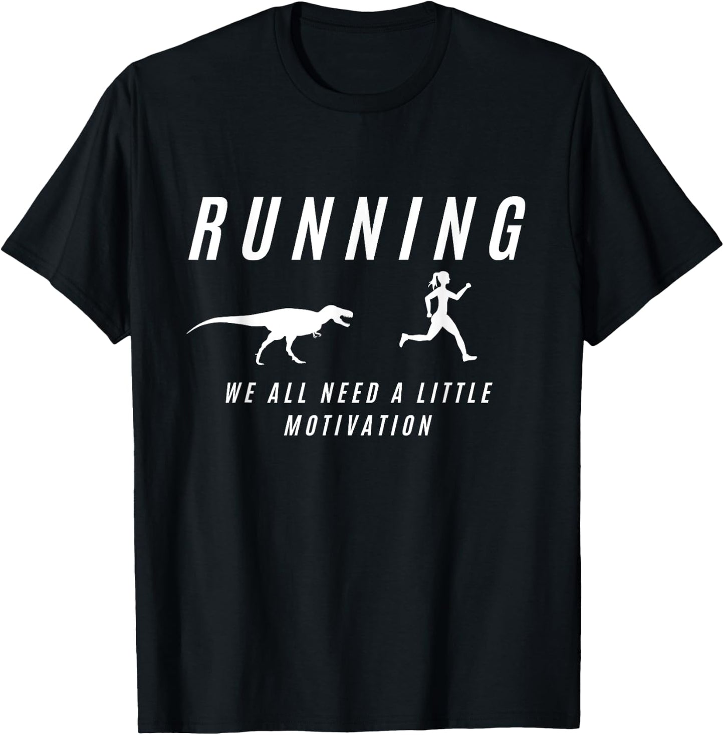 Women Running With Motivation Raptor Funny Runner Dinosaur T-Shirt - T-Shirt | Black