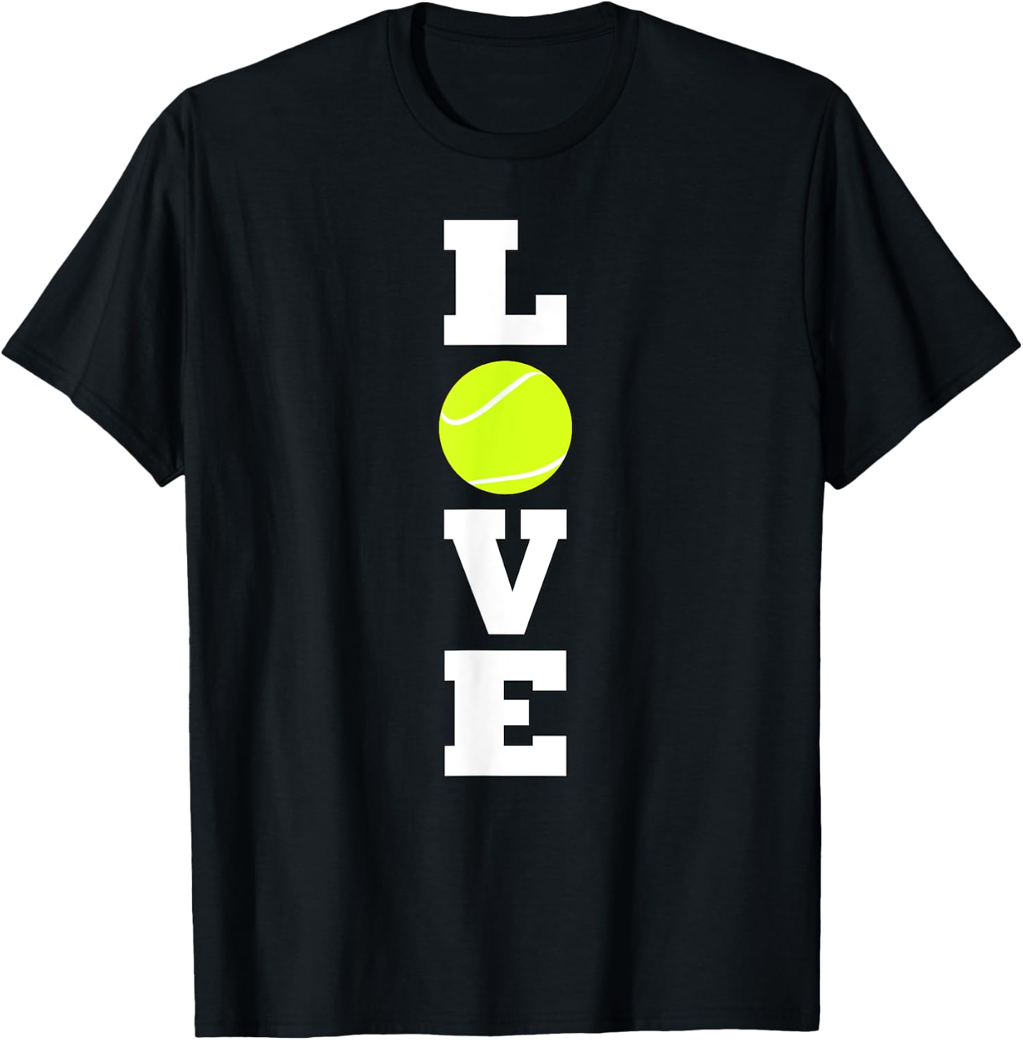 Vertical Tennis LOVE Tennis Player or Coach Practice Sports T-Shirt - T-Shirt | Black