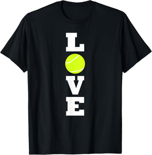 Vertical Tennis LOVE Tennis Player or Coach Practice Sports T-Shirt - T-Shirt | Black