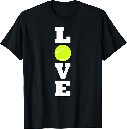 Vertical Tennis LOVE Tennis Player or Coach Practice Sports T-Shirt - T-Shirt | Black