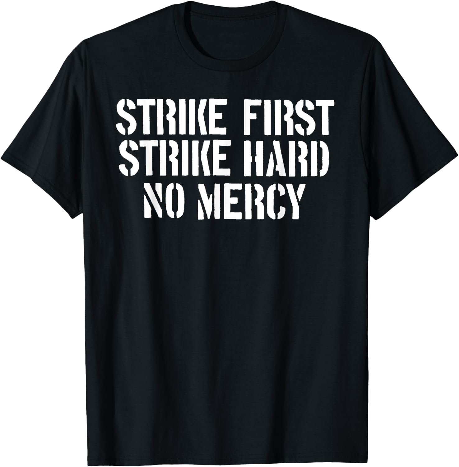 [KAI DOJO] STRIKE FIRST STRIKE HARD NO MERCY Retro T-Shirt - T-Shirt | Black