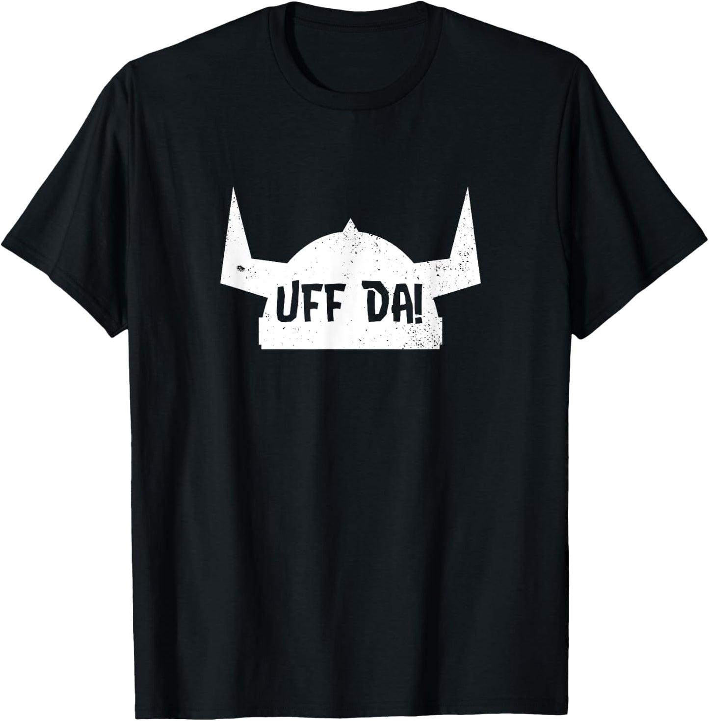 Scandinavian Uff Da! Vintage Distressed T-Shirt - T-Shirt | Black