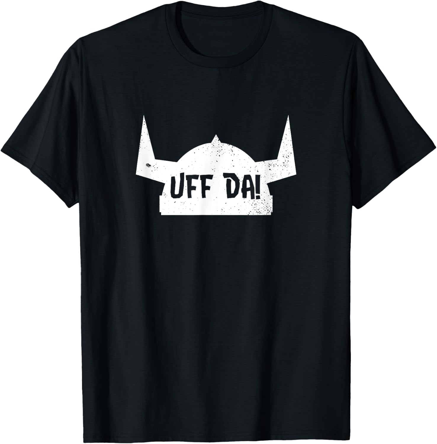 Scandinavian Uff Da! Vintage Distressed T-Shirt - T-Shirt | Black