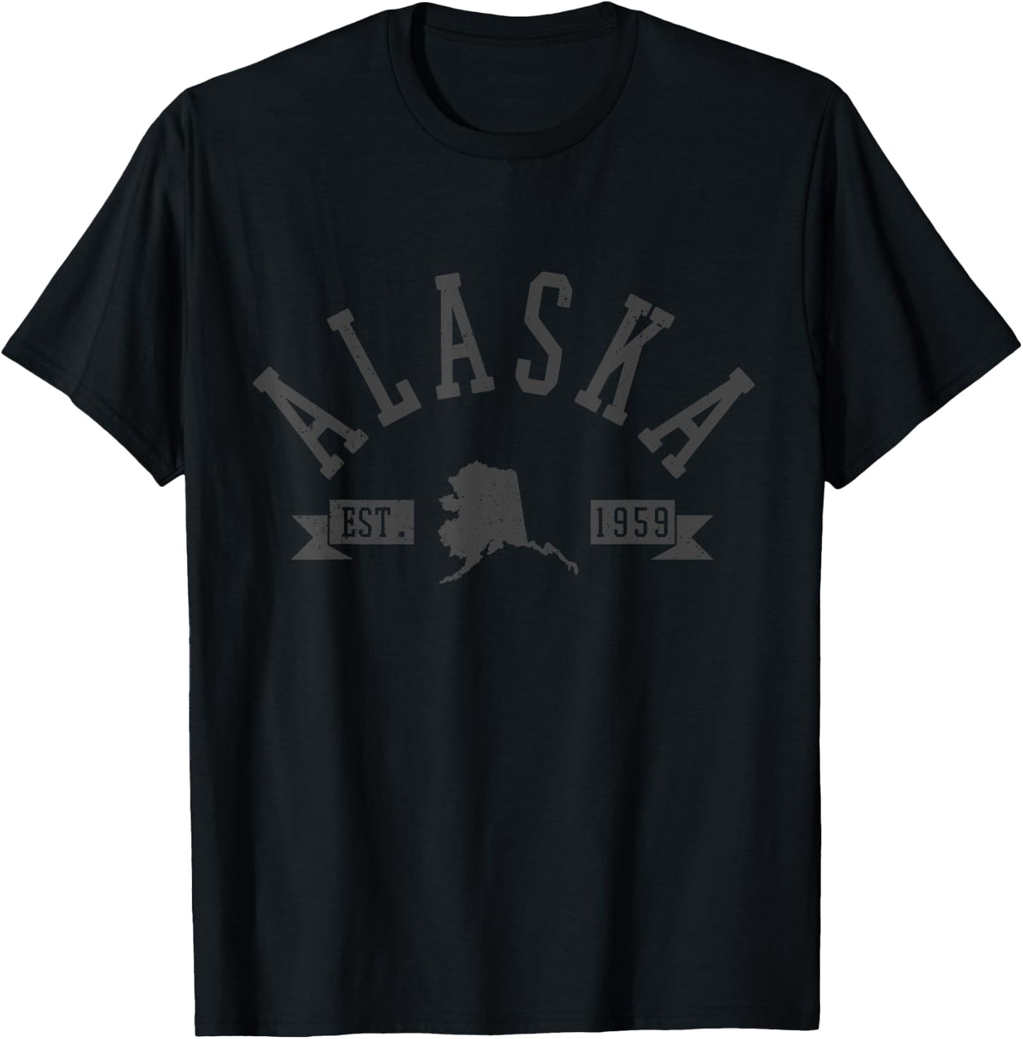 Alaska Est. 1959 The Last Frontier State Map Souvenir Gift T-Shirt - T-Shirt | Black