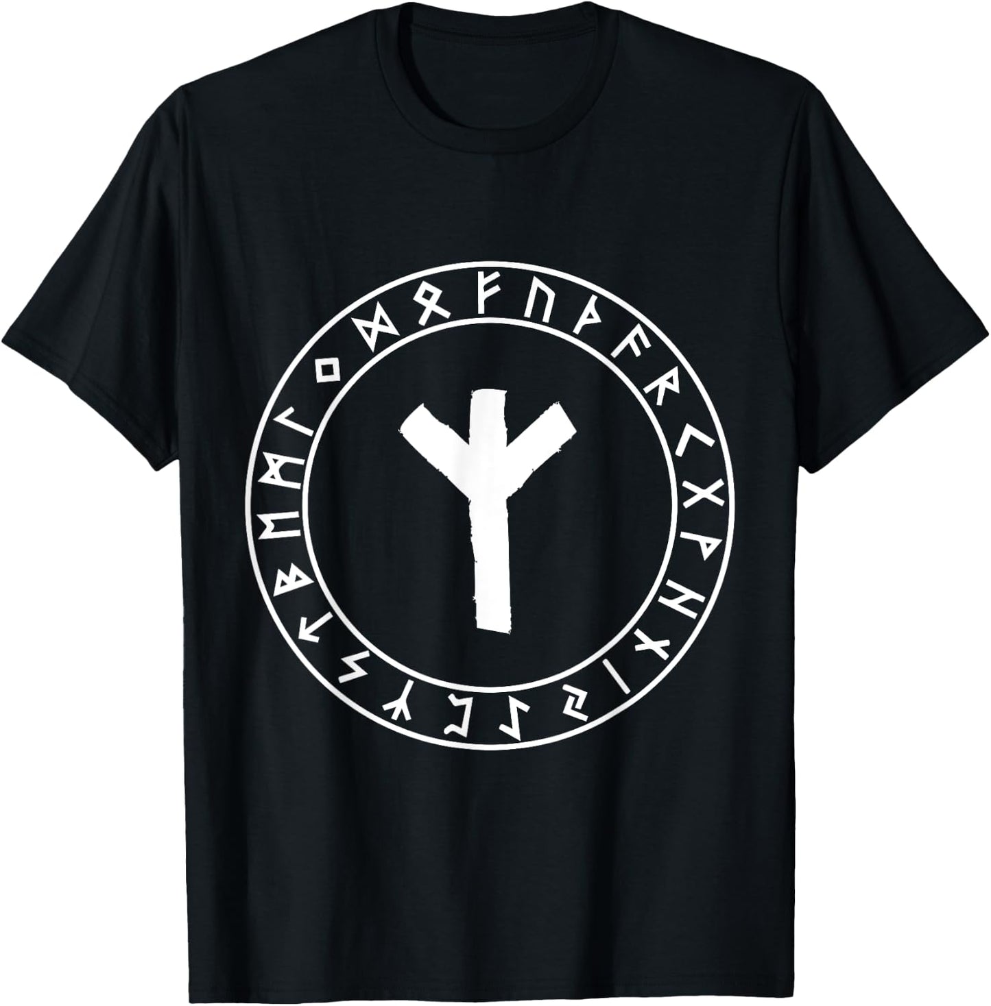 Norse Mythology Edda Runes Futhark Shirts Algiz Rune Viking Rune Norse Pagan Clothes Wicca Witchcraft T-Shirt - T-Shirt | Black