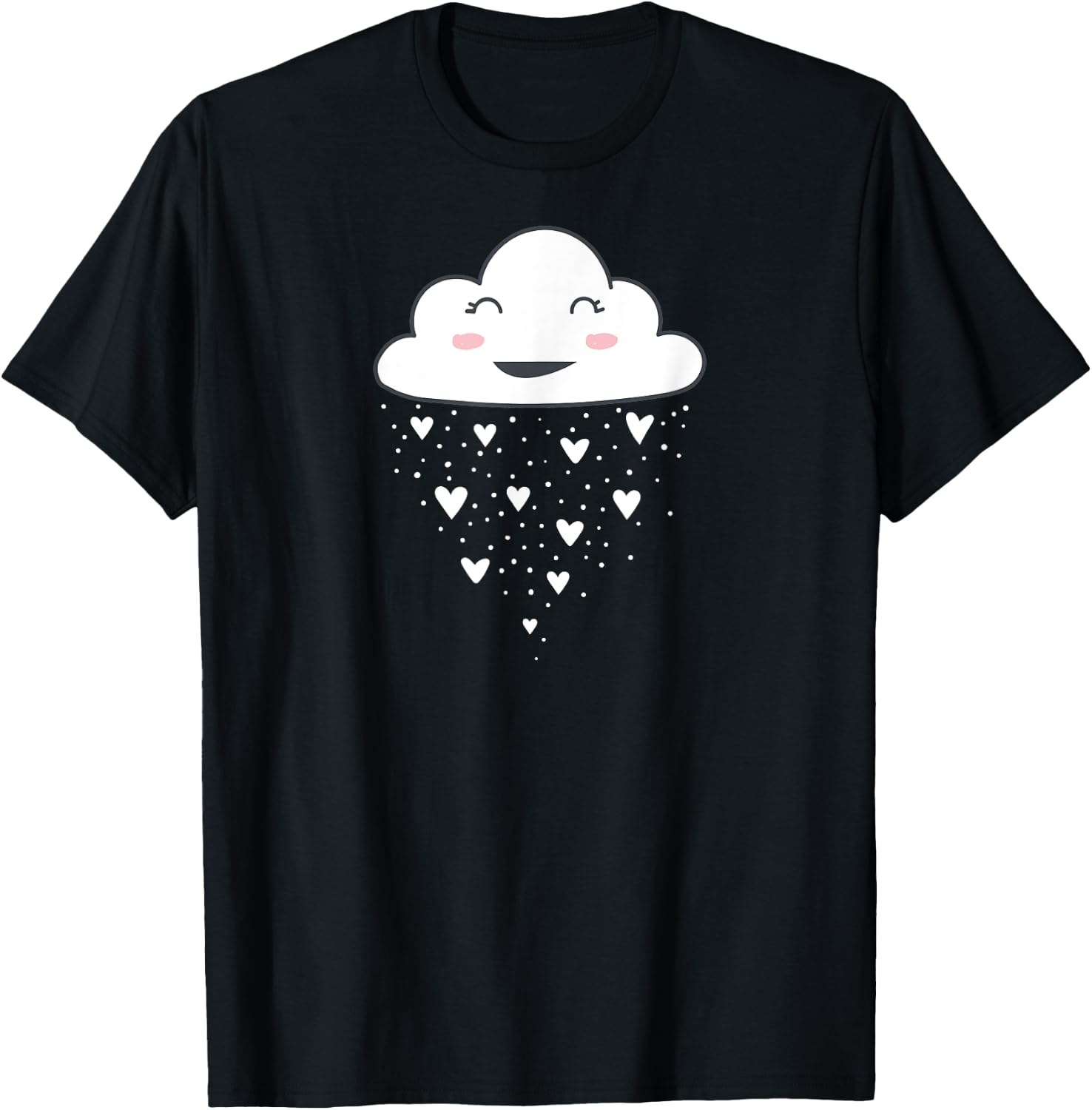 Awesome Funny White Cloud Rain Raindrop Hearts Print T-Shirt - T-Shirt | Black