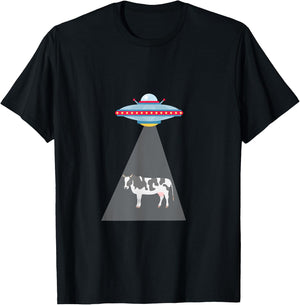 UFO Cow Abduction T-Shirt - T-Shirt | Black